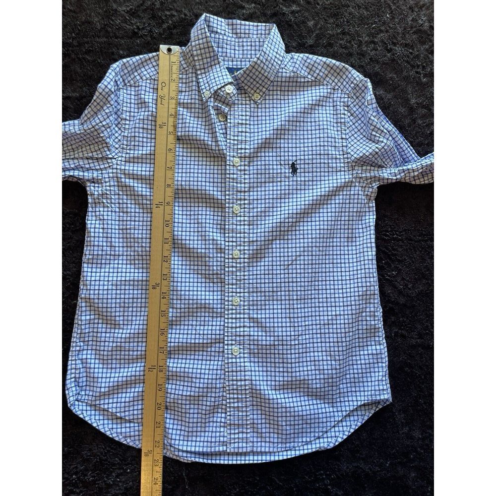 Ralph Lauren Boys‎ Long Sleeve Medium 10-12 Blue Check Button-Down Shirt - Picture 7 of 7
